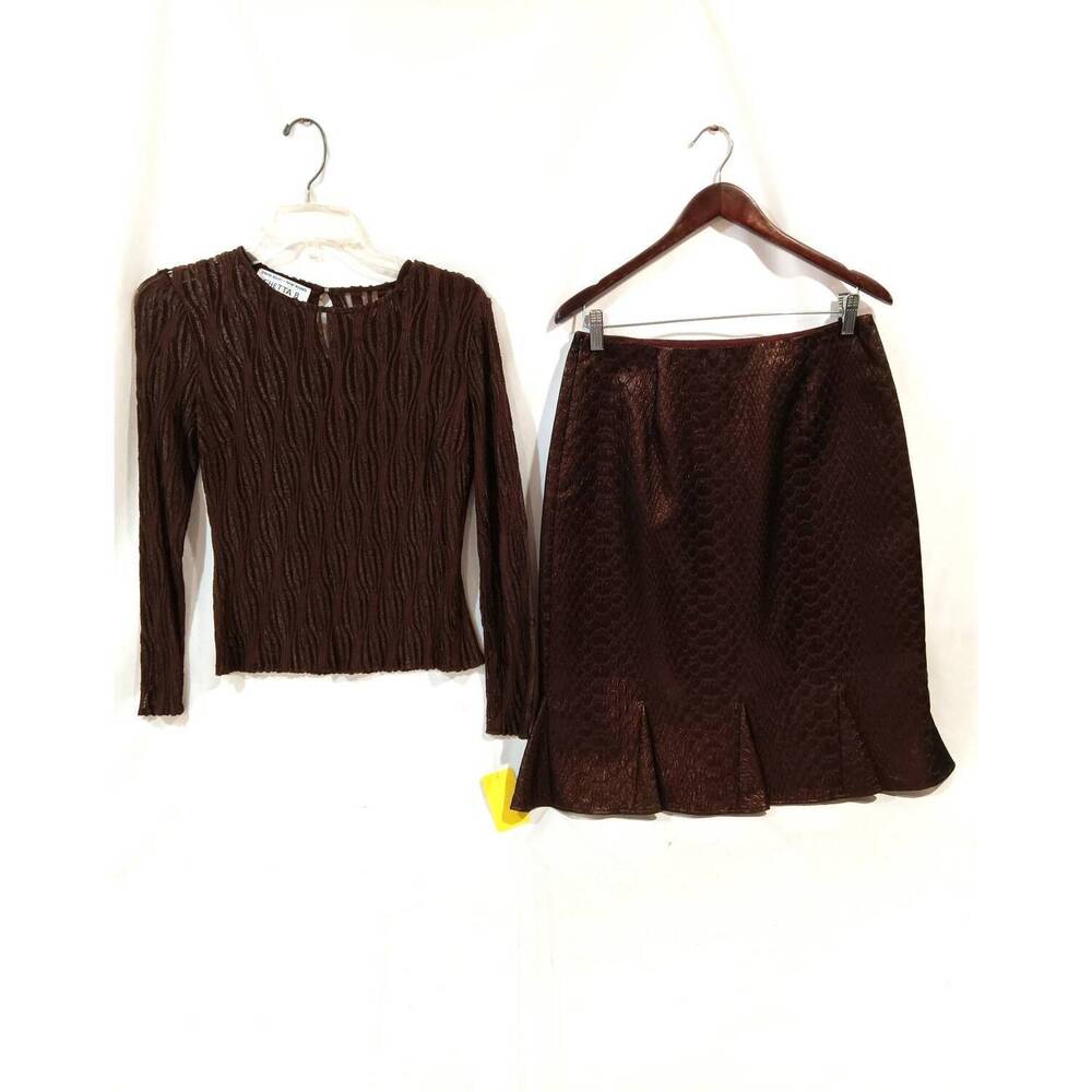 NEW CHETTA B women's 2 piece skirt set in bronze